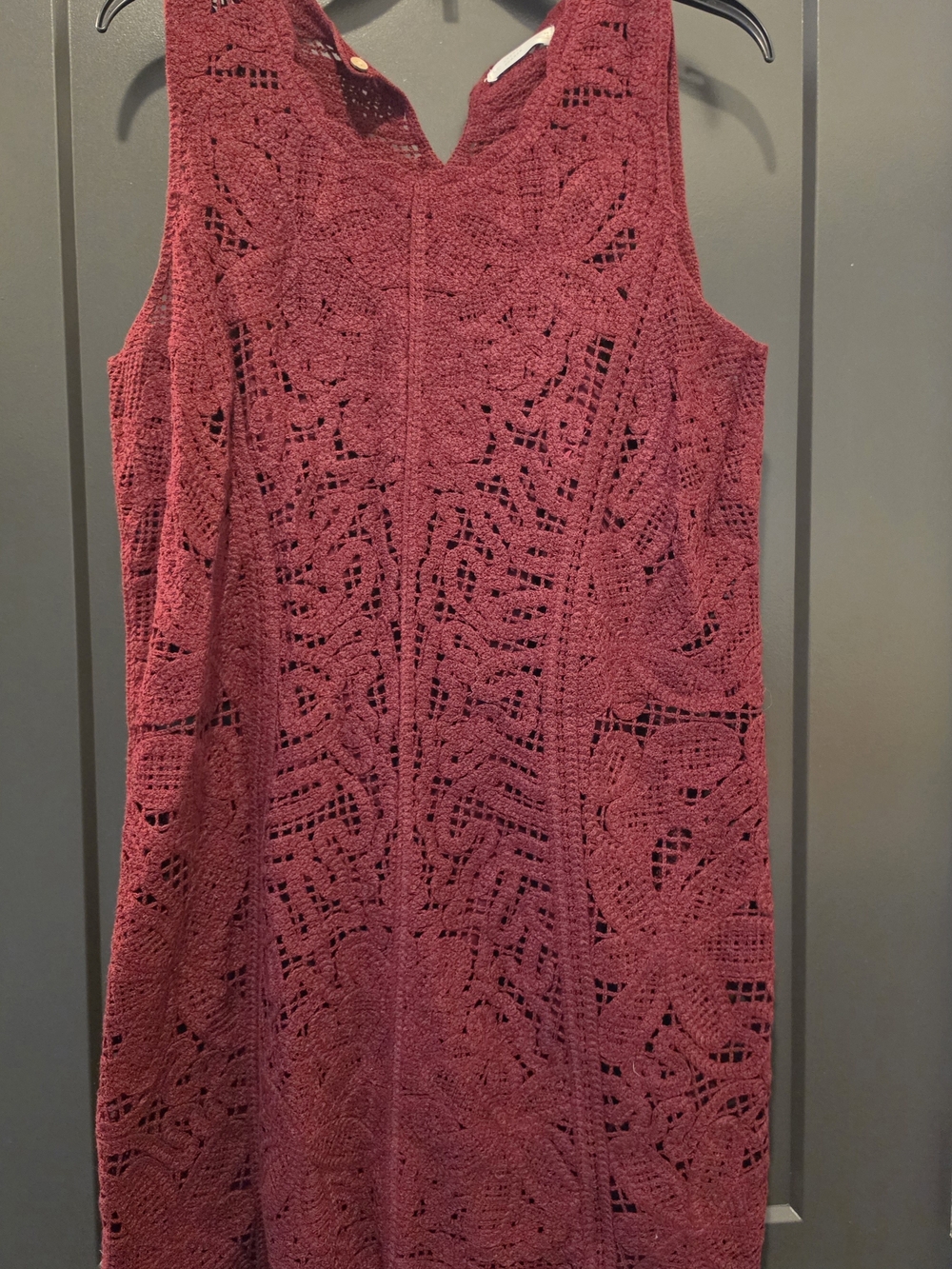 LC Lauren Conrad Burgundy Crochet Lace Mini Dress